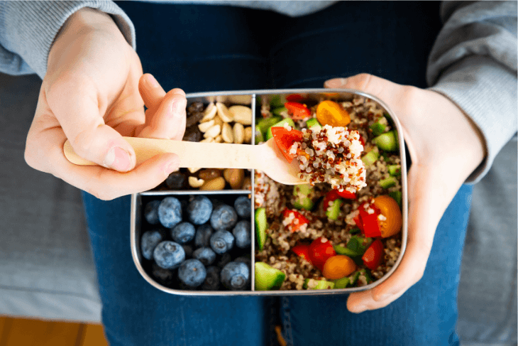 Healthy lunchbox with nutritious food for mental wellbeing