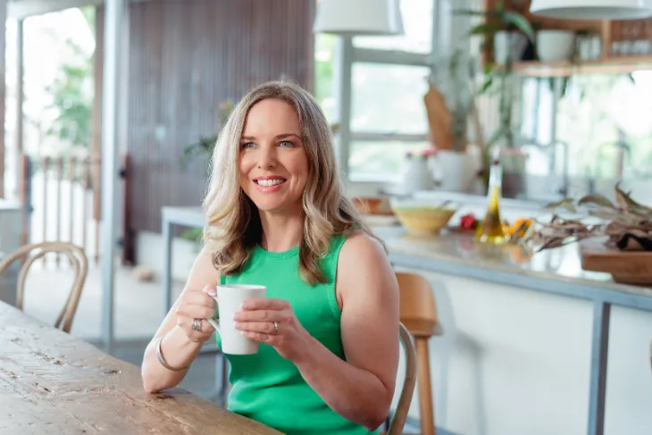 Woman drinking coffee, menopause
