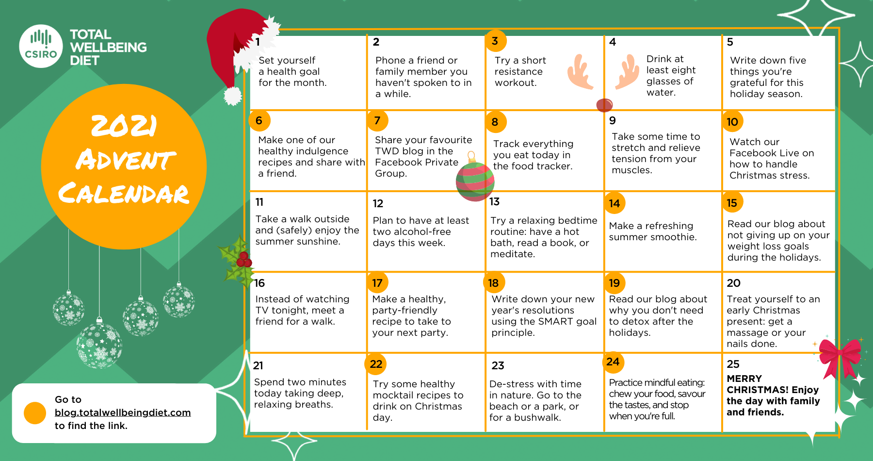 2021 Advent Calendar CSIRO Total Wellbeing Diet